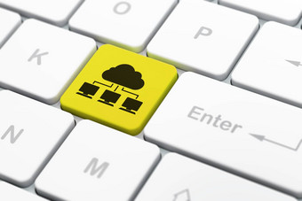 云技术概念云网络电脑键盘背景