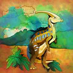 恐龙栖息地插图帕拉索罗洛普