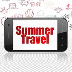 假期概念智能手机夏天旅行显示