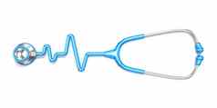 蓝色的听诊器形状心电图行心电图