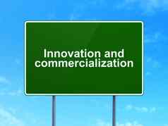 科学概念创新商业化路标志背景