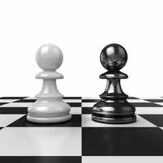 国际象棋棋子黑色的白色