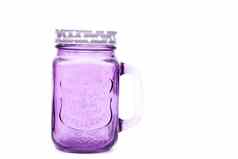 紫罗兰色的梅森玻璃白色背景