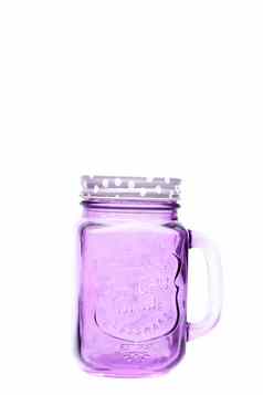 紫罗兰色的梅森玻璃白色背景