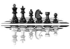 国际象棋黑色的白色块站董事会镜像