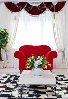 红色的经典扶手椅生活房间室内