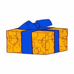橙色礼物盒子现在弓丝带插图