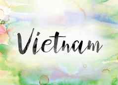 越南色彩斑斓的水彩墨水词艺术