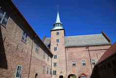 视图Akershus中世纪的堡垒城堡奥斯陆挪威