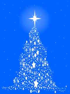 明星闪烁的雪花圣诞节树
