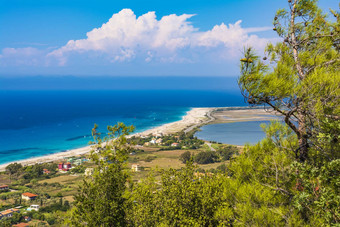 全景视图桑迪海滩岛lefkada