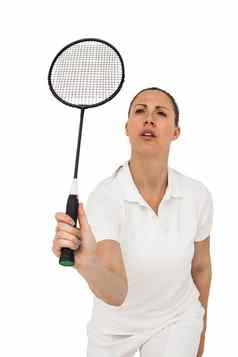 女球员玩羽毛球