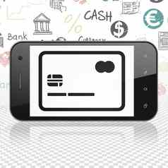 货币概念智能手机信贷卡显示