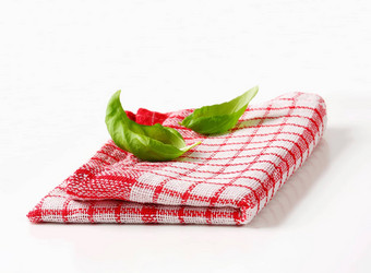 红色的白色厨房茶毛巾