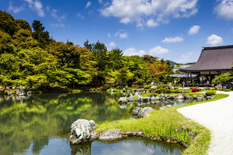 日本花园视图日本石头花园天龙寺寺庙《京都议定书》日本