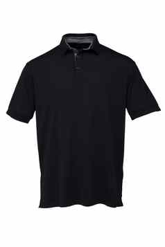 高尔夫球黑色的三通衬衫黑色的白色条纹领