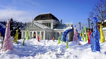 玻璃房子体系结构雪冬天节日