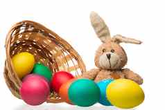 美丽的作文复活节兔子彩色的鸡蛋白色
