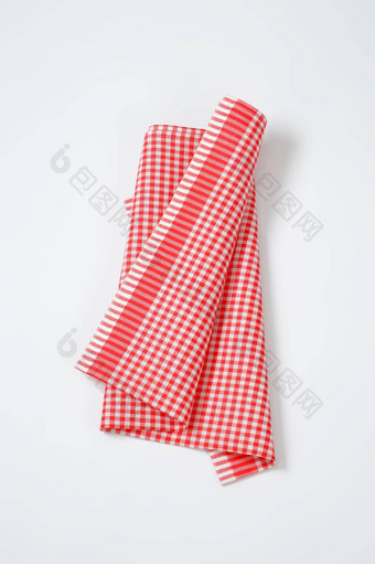 红色的白色菜毛巾