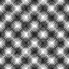 无缝的黑色的白色纠结的轮条纹变形几何模式