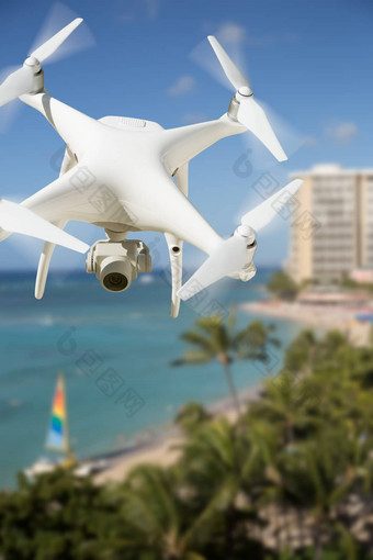 无人驾驶的飞机系统无人机四轴飞行器无人机空气威基基海滩海滩夏威夷