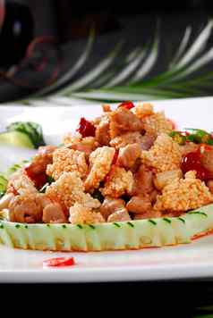 海鲜中国人食物汤厨房