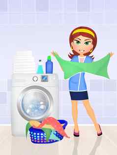女孩洗衣