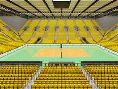美丽的现代体育竞技场排球黄色的座位贵宾盒子