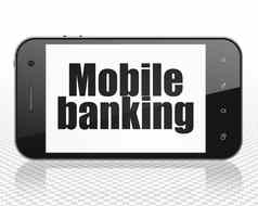 银行概念智能手机移动银行显示