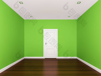 绿色墙空房间室内