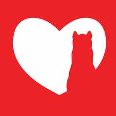 可爱的卡通红色的猫心标志孩子们插图国内动物可爱的宠物