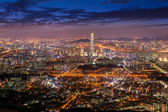 韩国首尔城市天际线南韩国