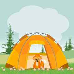 红色的狐狸帐篷