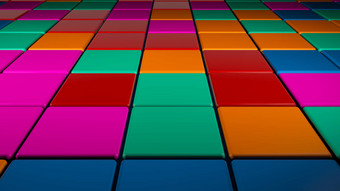 色彩斑斓的广场形状照明迪斯科跳舞地板上
