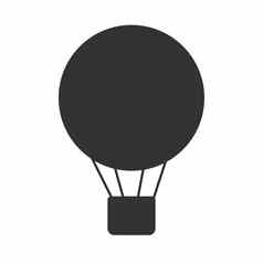 黑色的白色空气气球飞艇图标孤立的背景蒸汽朋克飞行机黑暗颜色简单的插图象征