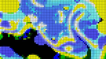 马赛克色彩斑斓的广场块流动形式电脑生成的摘要背景呈现
