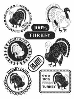 集溢价火鸡肉标签邮票