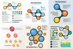 业务infographics圆折纸风格工作流布局横幅图数量选项一步选项网络设计