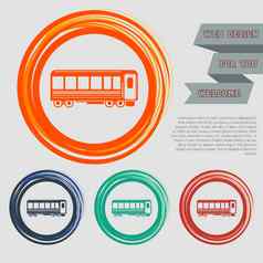 乘客马车火车图标红色的蓝色的绿色橙色按钮网站设计空间文本
