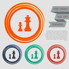 国际象棋图标红色的蓝色的绿色橙色按钮网站设计空间文本