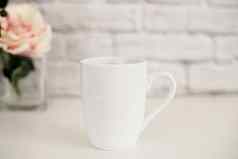 杯子模型咖啡杯模板咖啡杯子印刷设计模板白色杯子模型空白杯子模型风格股票产品图像风格股票摄影白色咖啡杯玫瑰花