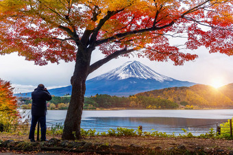 秋天季节富士山河口湖湖日本摄影师照片富士