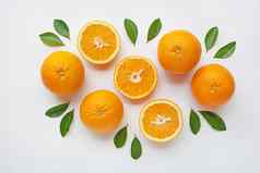 新鲜的橙色柑橘类水果孤立的白色背景
