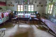 博物馆博览会描绘家具生活乌克兰小屋