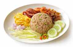 炸大米虾粘贴泰国风格食物