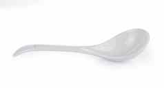 白色空陶瓷勺子白色背景