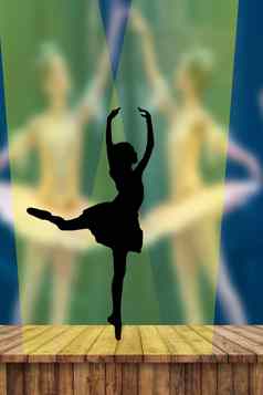 芭蕾舞女演员轮廓跳舞尖端阶段关注的焦点的态度后面postion芭蕾舞 演员背景