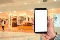 模拟空白屏幕智能手机购物购物中心背景