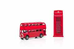 伦敦记忆红色的电话展位双层公共汽车波普尔