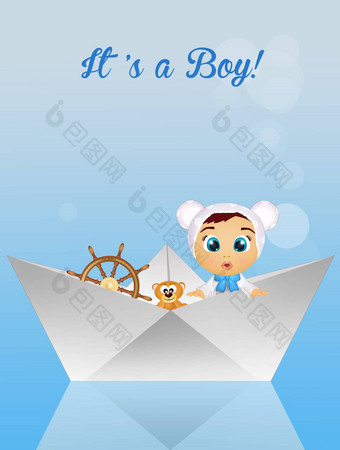 出生公告婴儿纸船
